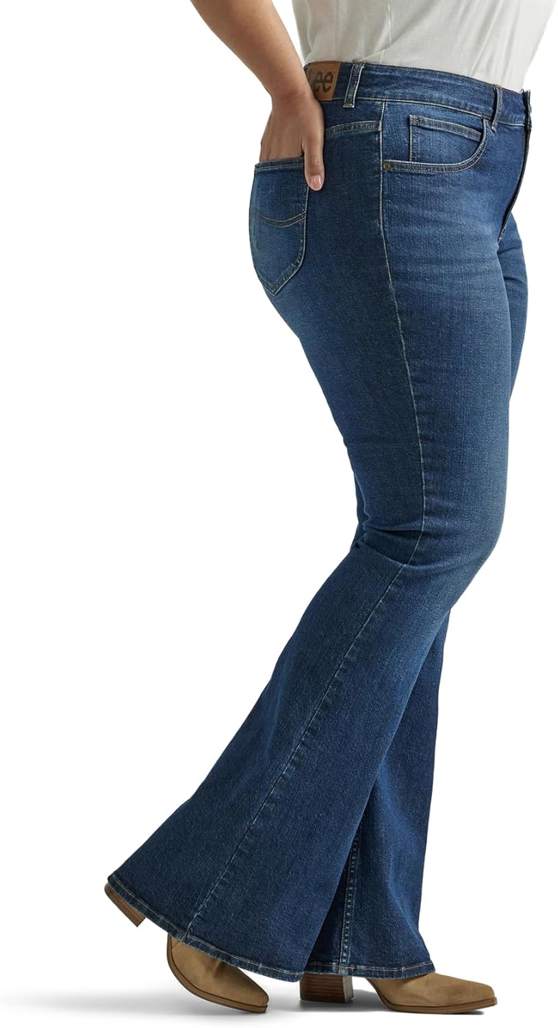 Womens Plus Size Mid Rise Flare Jean - Image 2