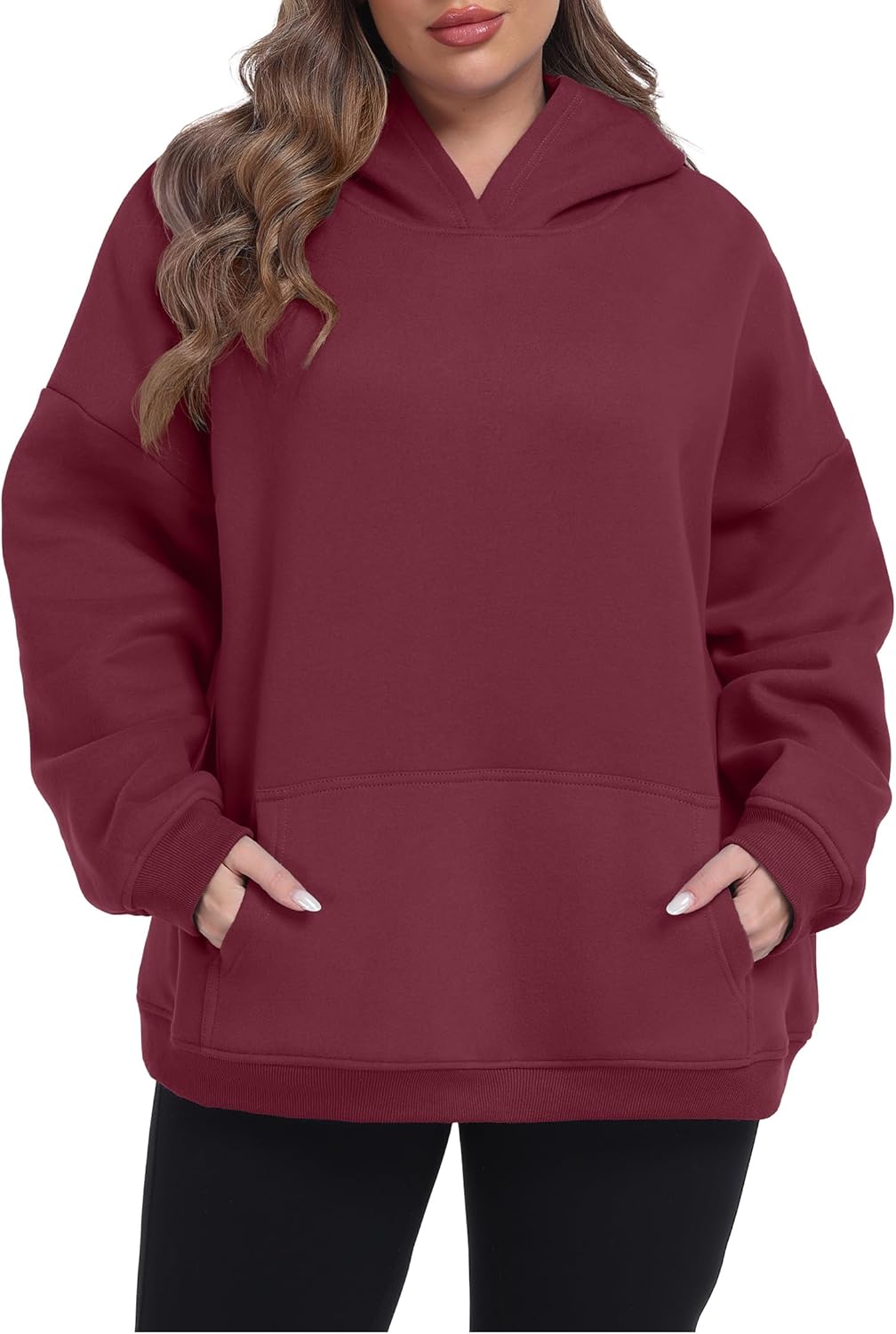 Women Plus Size Hoodies Fce-Lined Thick Sweatshirts with Kangaroo Pocket Cozy Hooded Pullover Fall Winter