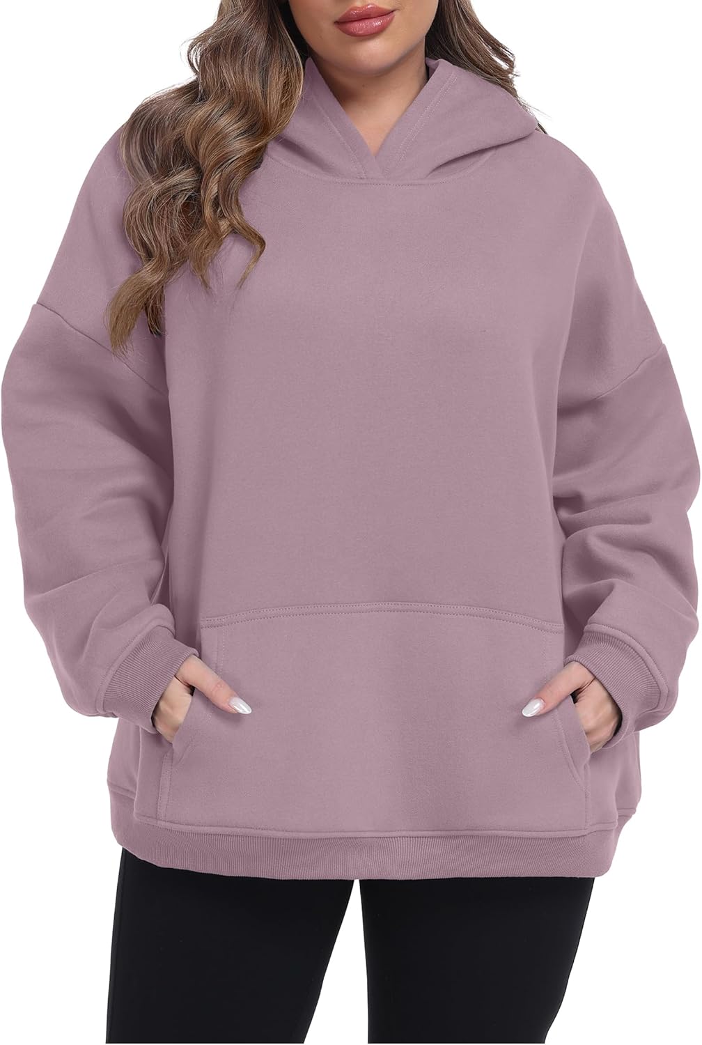 Women Plus Size Hoodies Fce-Lined Thick Sweatshirts with Kangaroo Pocket Cozy Hooded Pullover Fall Winter