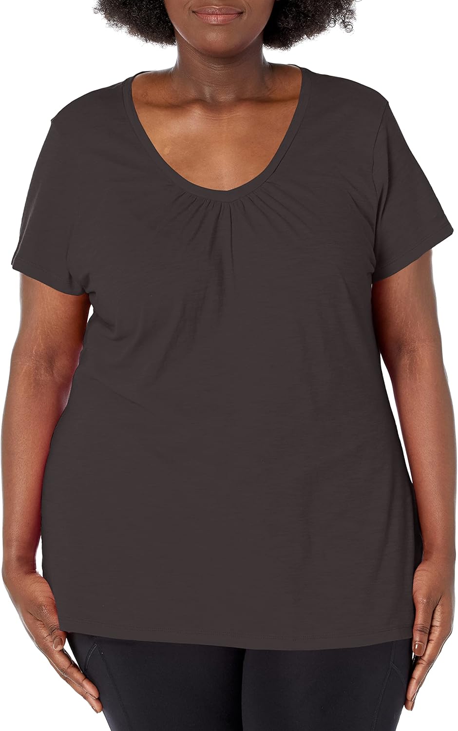 Women's Short Sve Shirred V-Neck Tee