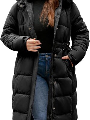 Women's Puffer Coat Plus Size Winter Jacket Warm Hooded Thicken Padded Bubble Outerwear (1X-5X)