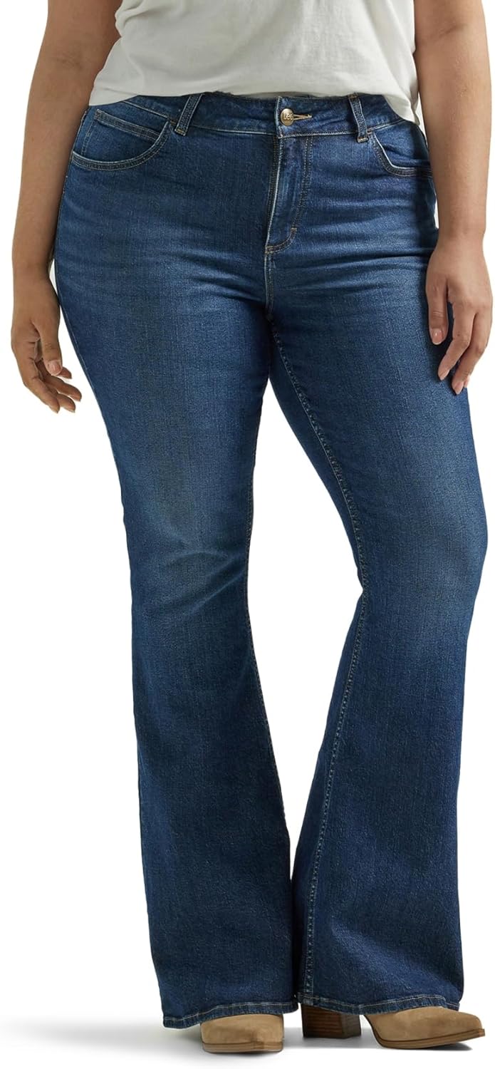Womens Plus Size Mid Rise Flare Jean